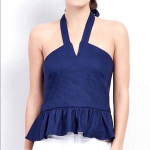 NWT Nicole miller blue ruffle halter top Never worn
